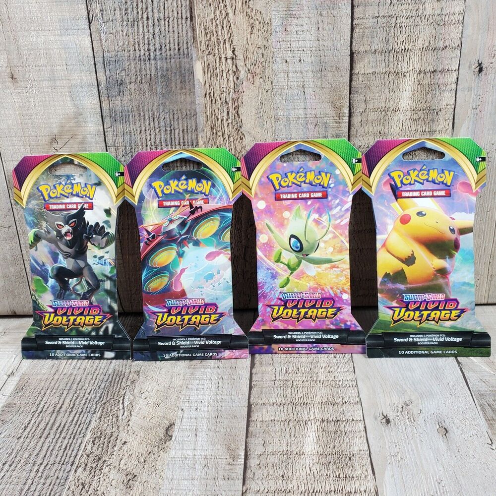 4 PACK Pokemon Cards Sword & Shield VIVID VOLTAGE Sleeved NEW 10 Cards Per Pack